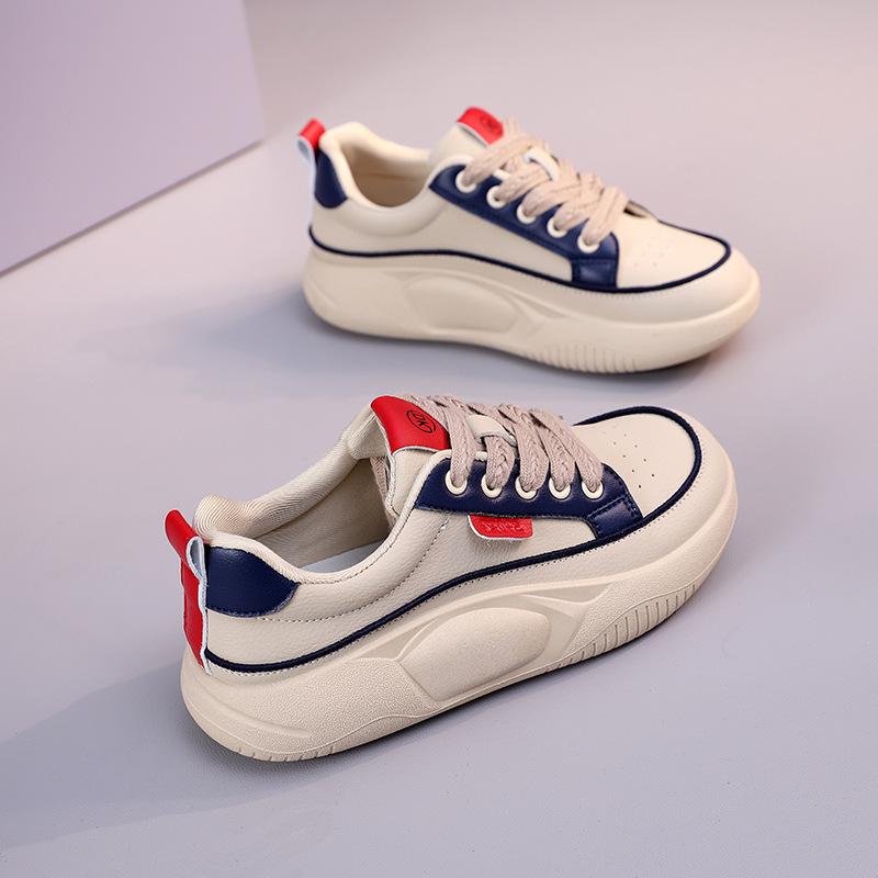 New Autumn New Women's Versatile Casual Sports Shoes Thick Bottom White Shoes Lightweight Bean Trendy Ins Style Flats