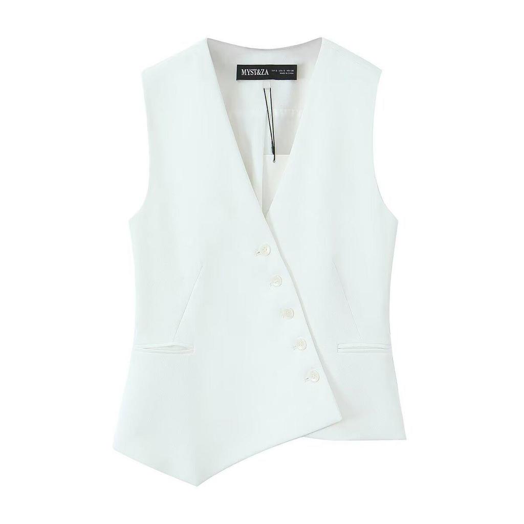 TAOP&ZA Женский весенне-летний асимметричный жилет без рукавов с V-образным вырезом