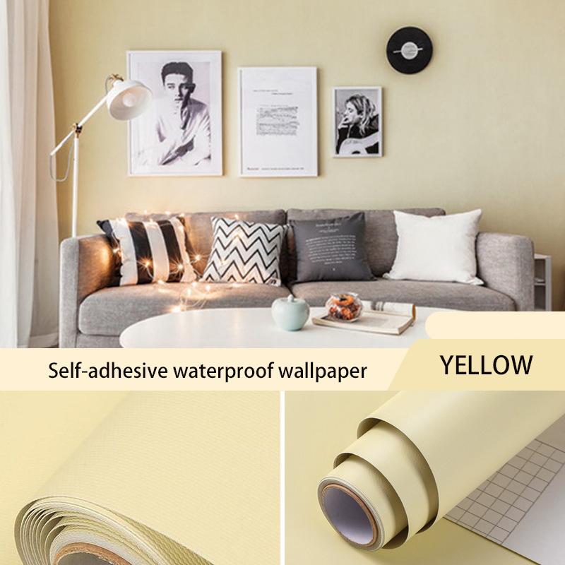 Macaron Solid Color Self-adhesive Wallpaper Stickers Bedroom Living Room Wardrobe Door Decoration Pasted Waterproof Refurbished Wallpaper