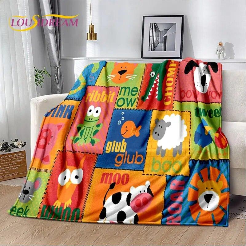 ABC Cartoon Alphabet Children Kids Early Education Soft Plush Blanket,Flannel Blanket Throw Blanket for Living Room Bedroom Sofa