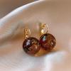 Maillard Clear Coffee Gold Foil Earrings: Elegant, High-End Ear Buckles for Women