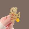 Golden Dragon Playing Beads Zodiac Dragon Brooch Women's High-grade Suit Accessories Pins Chinese Style Decoration
