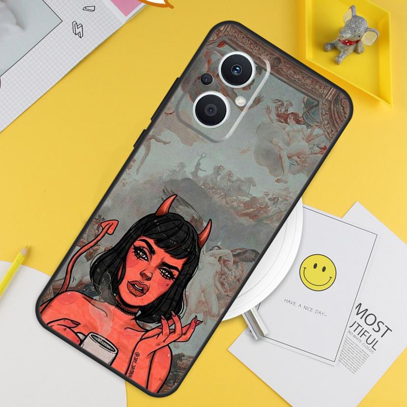 Сатана Монашка Дьяволица Для OPPO Reno 14F 13F 12F 11F 13 12 11 10 14 Pro 7 8 Lite 8T OPPO Find X5 X6 X8 X9 Pro Чехол