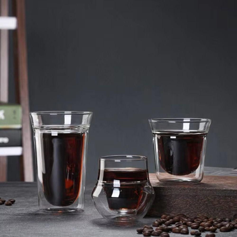 Double Wall Glass Tea Mug 120ml Espresso Coffee Mugs Reusable Coffee Cup  Drinkware