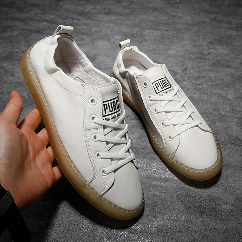 100% натуральная кожаная обувь, мужские кроссовки, модный бренд, повседневная обувь для молодых мужчин, плоская мужская обувь, белая термопластичная телячья кожа, нескользящая