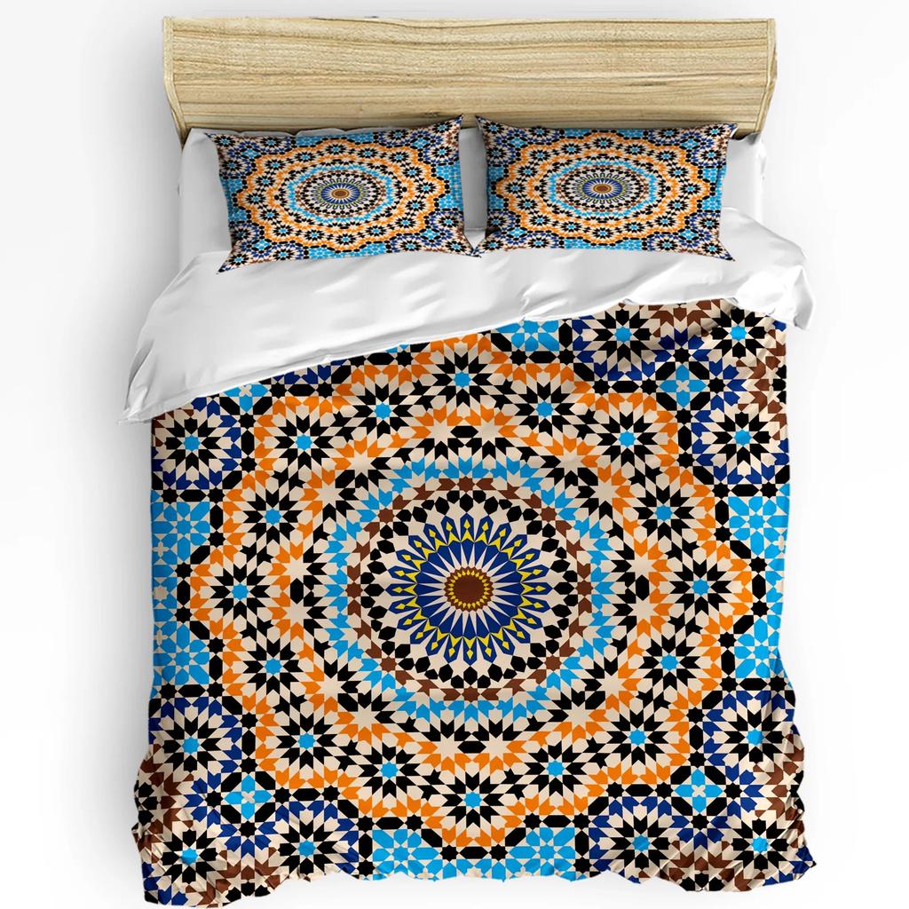 Moroccan Tiles Colorful Arabesque 3pcs Bedding Set For Bedroom Double Bed Home Textile Duvet Cover Quilt Cover Pillowcase