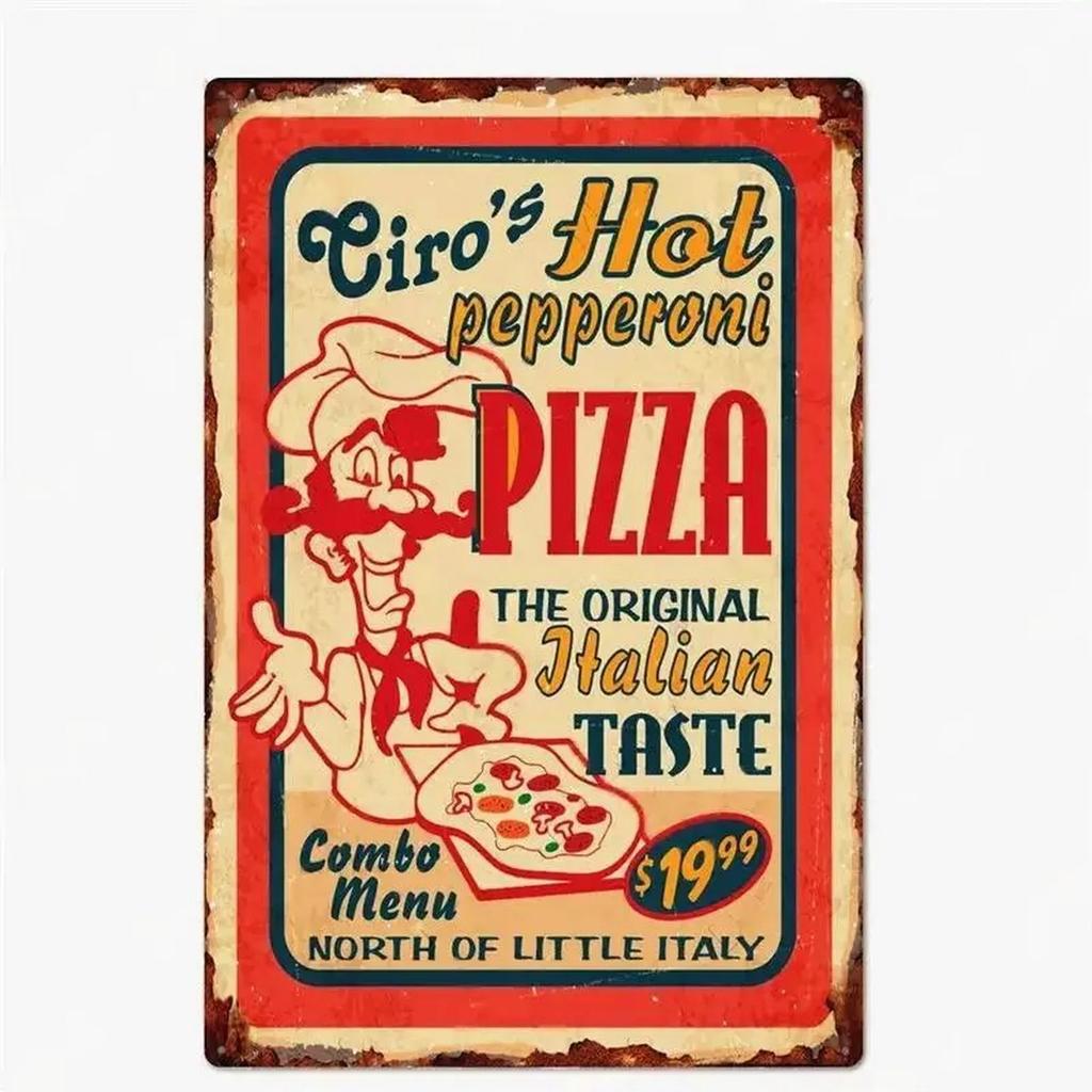 Отличная еда Лучшая домашняя пицца здесь Металлические жестяные таблички Настенные постеры Тарелка Настенный декор для баров Мужская пещера Кафе Клубы Гараж Ретро
