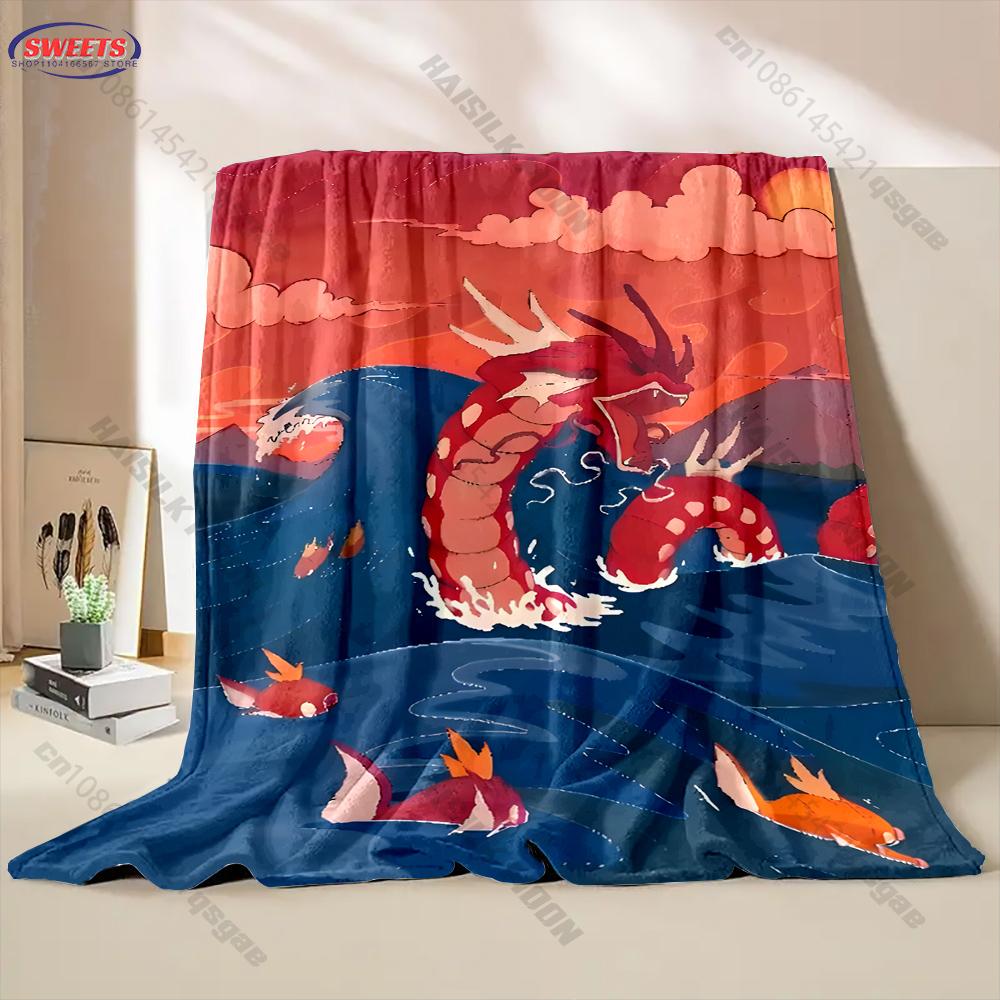 Retro Pokemon Gyarados Blanket Anime Lovers Gift Blanket Bedroom Living Room Sofa Office Multi Scene Available Next Day Shipping