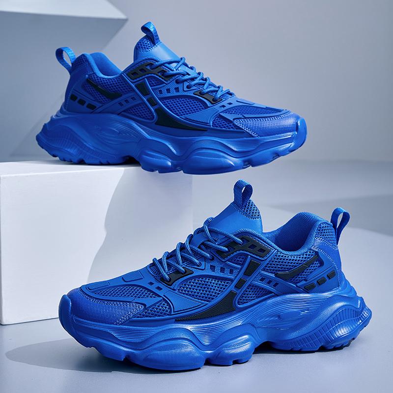 Модные повседневные мужские кроссовки на платформе, дышащие, для ходьбы, размер 48, спортивные баскетбольные кроссовки для бега, мужские, синие.