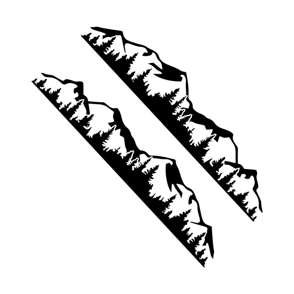 2PCS Car Decal Mountain Tree Forest Pattern Car Side Body Graphic Sticker Universal for Vehicle RVs Yachts Trucks