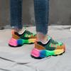 Радужные разноцветные массивные кроссовки, женская обувь на шнуровке, сетчатая толстая подошва, большие размеры