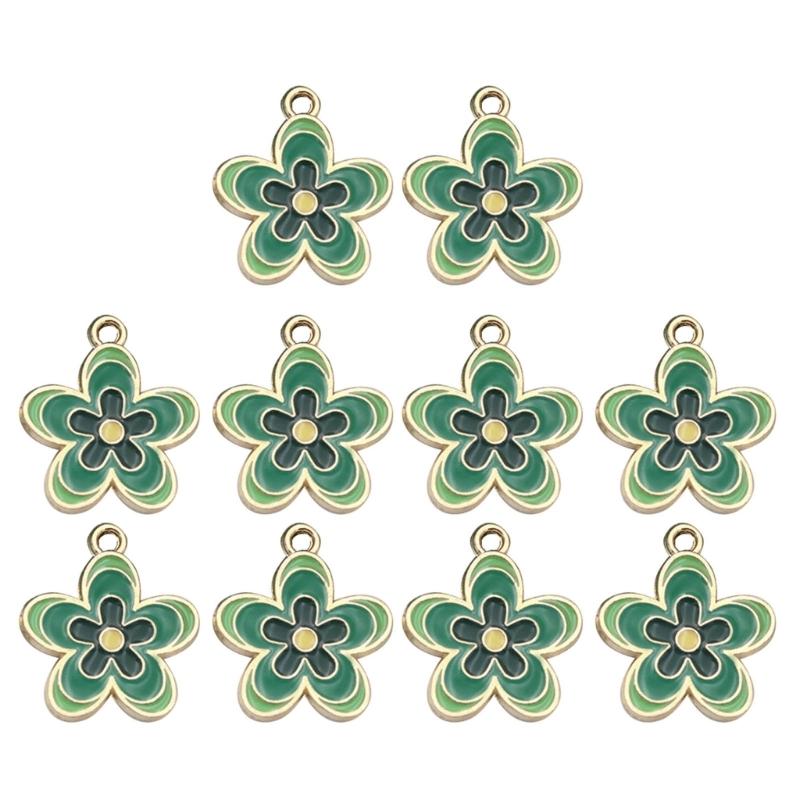 10 Pcs Colorful Flower Pendants Five Petal Flower Charm Jewelry DIY Accessories for DIY Necklace Bracelet Jewelry