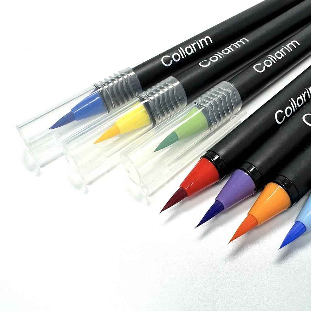 12 Colors Watercolor Brush Pens Set - Flexible Tip, Includes Water Brush & Travel Case