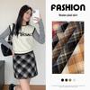 2024 High-Waist Plaid Woolen A-Line Skirt: Autumn/Winter College Style