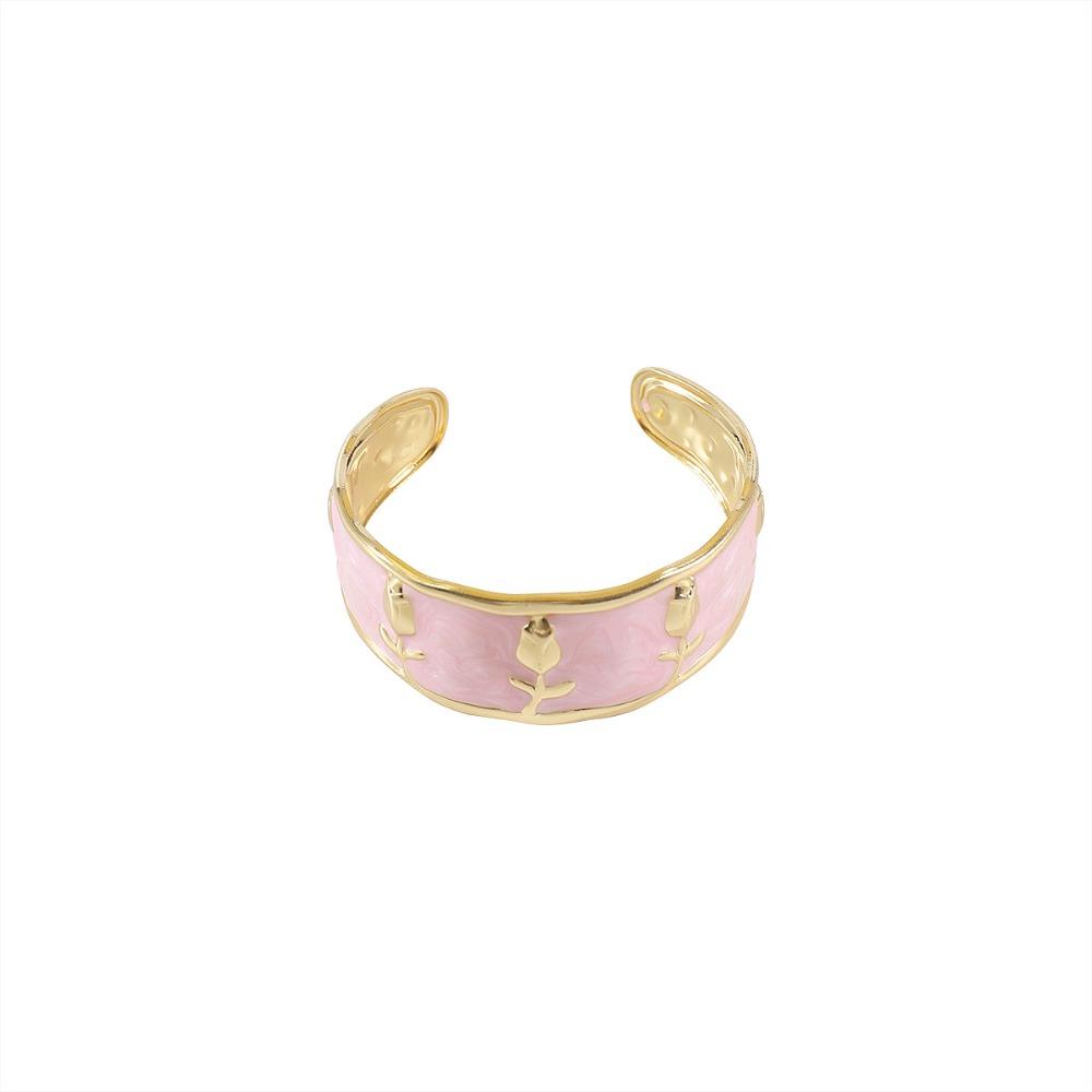 Heart Glazed Enamel Bracelet Geometric Arm Ring Bohemian Women's Hand Bracelet Gold Jewelry