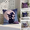 Halloween Cute Purple Cat Pillow Case Anti-dustmite Pillowcase Invisible Zipper Silky Short Plush Sofa Cushion Cover