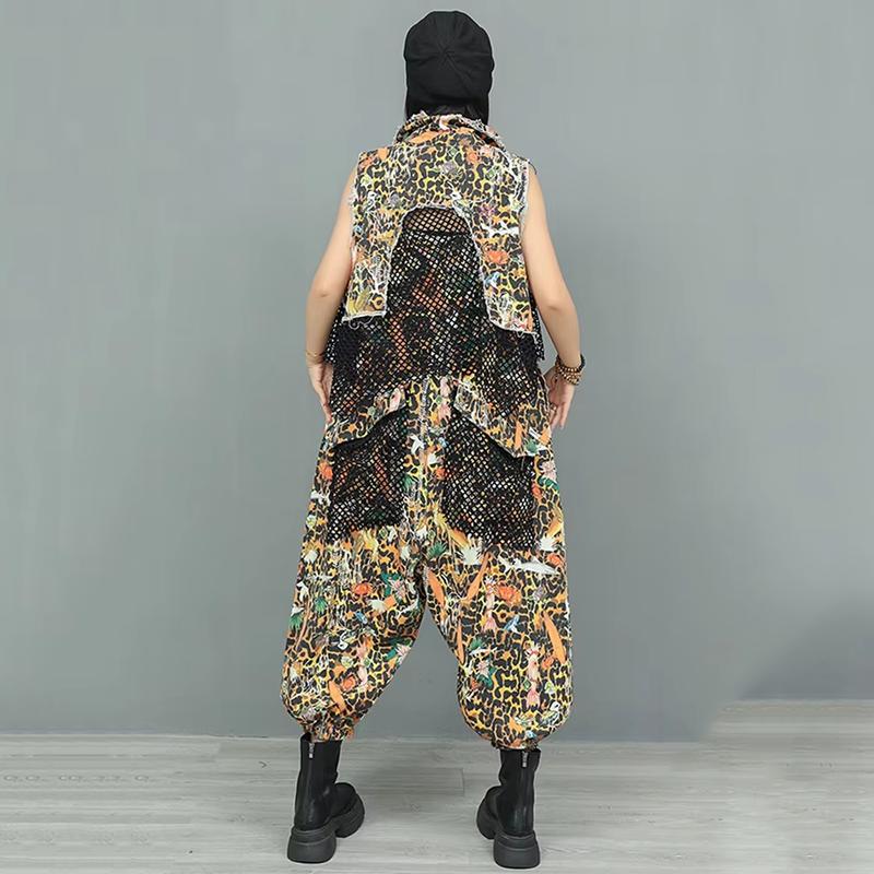 Xitao Комбинезон из двух частей с сетчатым карманом и лацканами в стиле пэчворк GYX1611