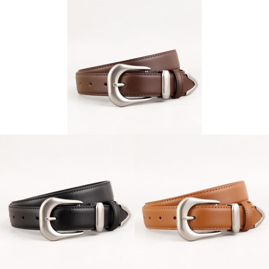 Leather Womens Belt Simple Design Versatile Dress Pants With Pin Buckle For Work And Casual