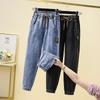 S-3XL женские джинсы с эластичной резинкой на талии, весенне-осенние однотонные повседневные женские свободные джинсовые брюки, брюки