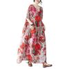 Summer Resort Mori Girl Long Plus Loose Bohemian Floral Perfect for Popular Free Floral Print [kisetsumate] Women's Dress, Cotton-Linen, Style, Dress,
