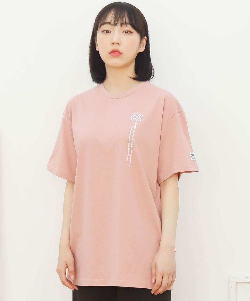 CODE I'M 30-Count Single Symbol Lettering Print Oversized Short Sleeve T-Shirt Pink