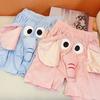 Men Pajamas Pants Cartoon Elephant Decor Elastic Waist Casual Shorts with Reinforced