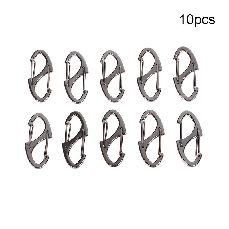 10Pcs Dual Spring S-Type Carabiner Mini Keychain Lock Hooks Anti-Theft Snap Hooks for Outdoor Camping Backpack Buckle Key-Lock T