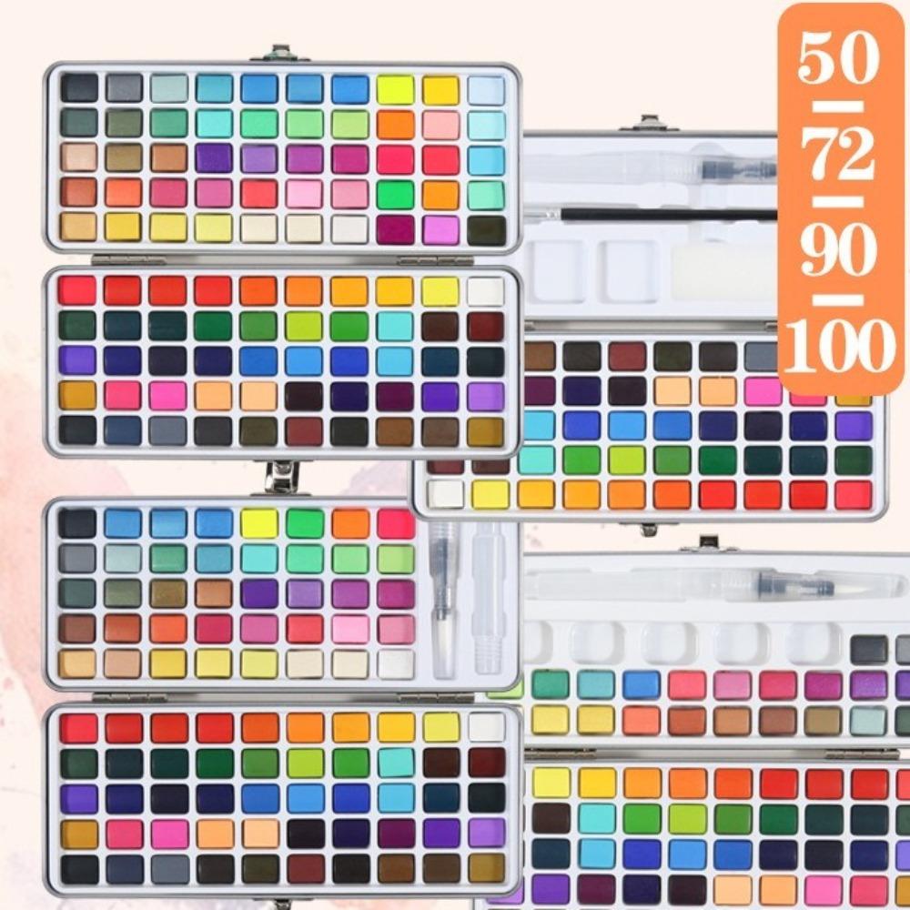 Mini-portable Solid Watercolor Pigment with Carrying Case Water Color Set  for Artists Painting