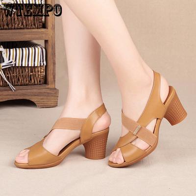 Женские сандалии Модная верхняя одежда Женские сандалии Толстые с женской обувью Босоножки на высоком каблуке Летняя женская обувь