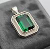 Изумрудный кулон, серебро 925 пробы, кулон с драгоценным камнем, зеленый изумруд 16x12 мм, подарок в стиле бохо для нее, украшения ручной работы