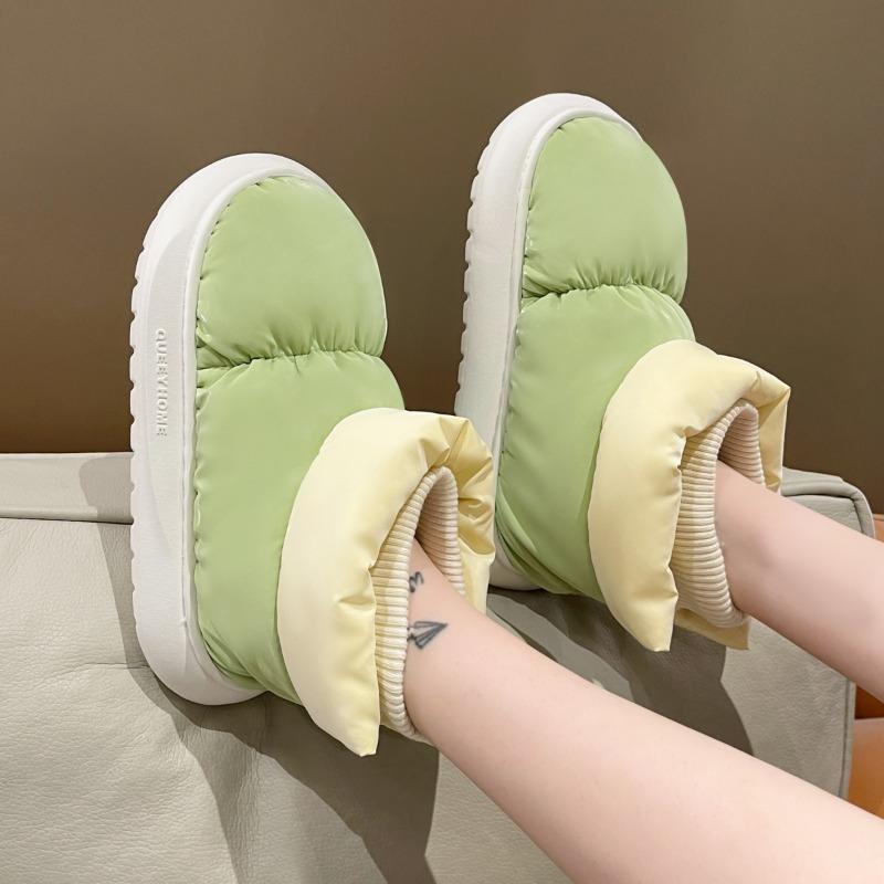 Водонепроницаемые хлопковые тапочки женские осенне-зимние для улицы флисовый термомешок и толстоподошвенные сноубутсы пуховые хлопковые туфли женские зимние