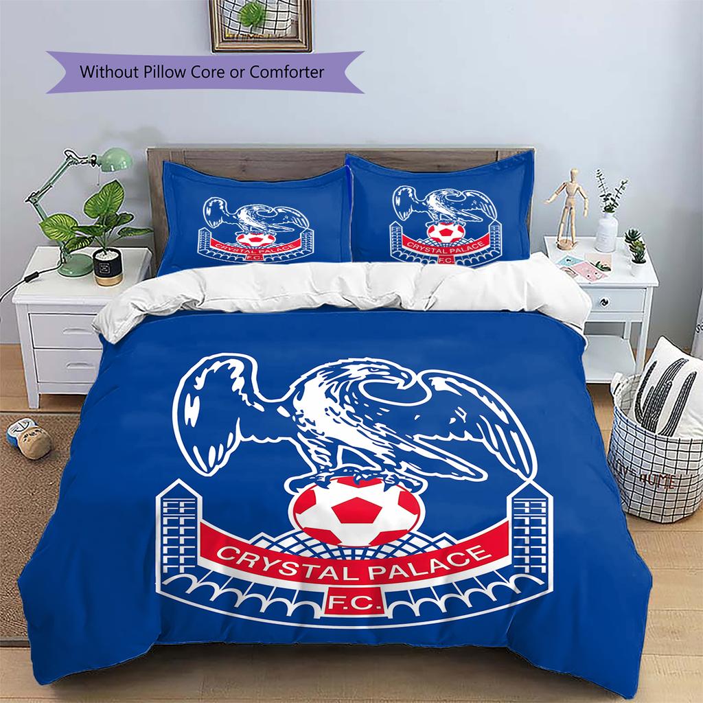 Crystal Palace Football Club Pattern Bedding,Quilt Set Quilt Cover Pillowcase Home Birthday Gift (1 * duvet cover + 2 * pillowcase, without core)