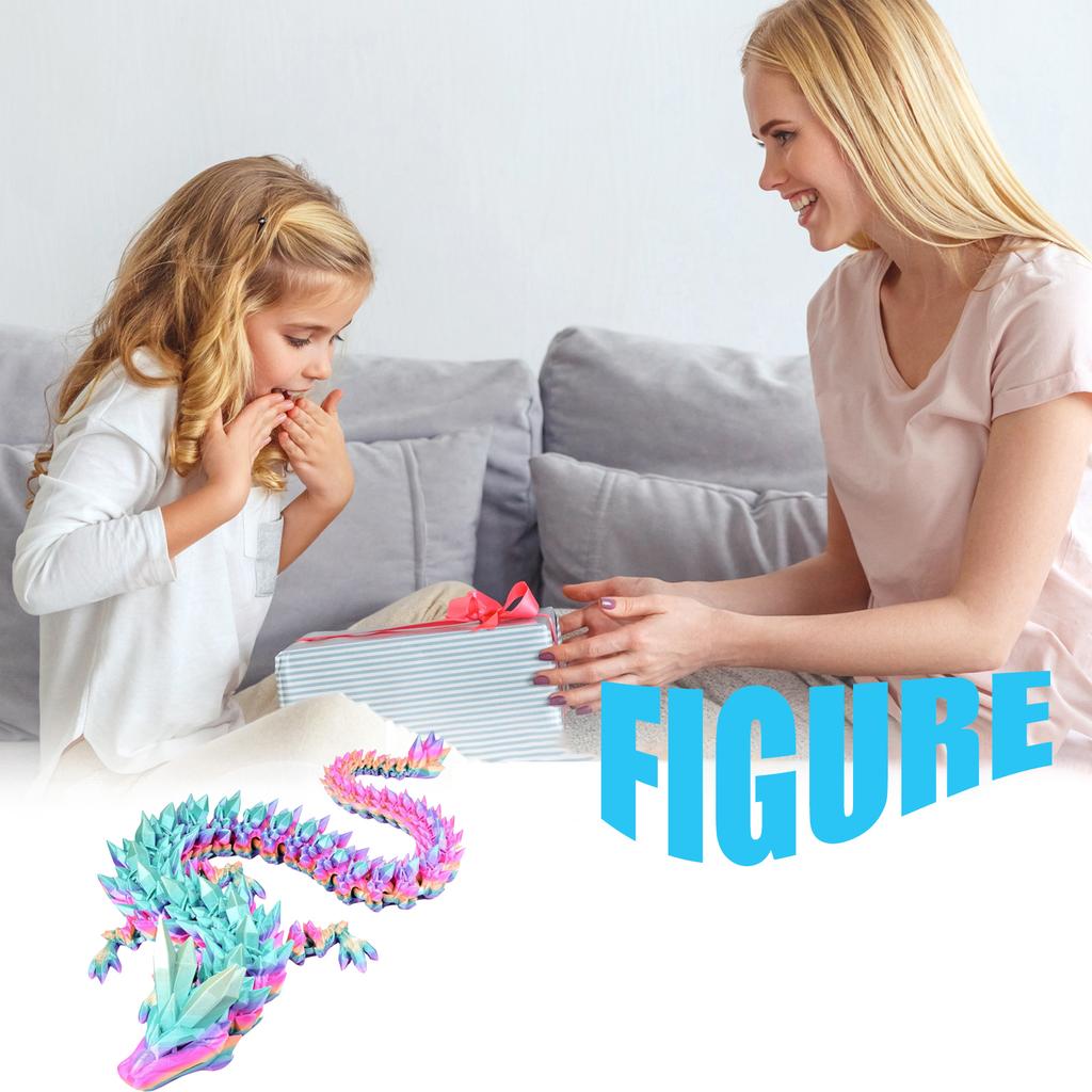 12-дюймовый гибкий 3D-печатный дракон с глазами, шарнирные 3D-печатные животные, 3D-печатные игрушки для снятия тревожности и СДВГ, уникальный домашний декор