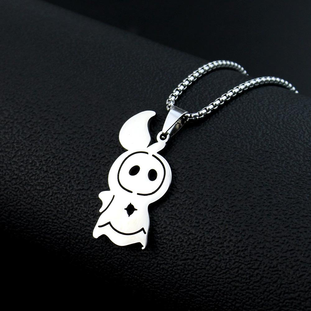 Genshin Impact Titanium Pendant Necklaces Element Pyro Hydro Anemo Electro Dengro Cyro Geo Hutao Boo Jewelry for Players Fans