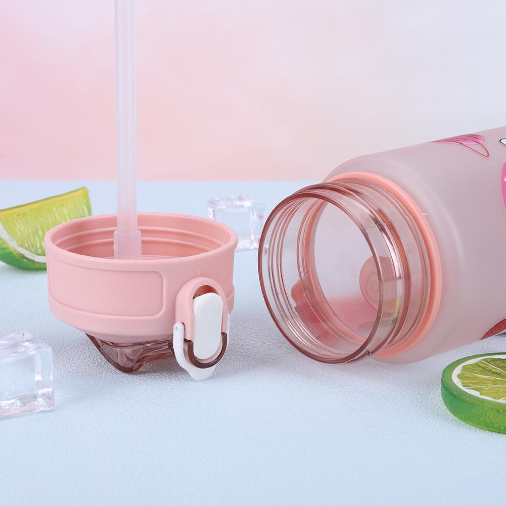 Бутылка для воды Cartoon Space объемом 800 мл с трубочкой и ручкой для занятий спортом на открытом воздухе (розовый)