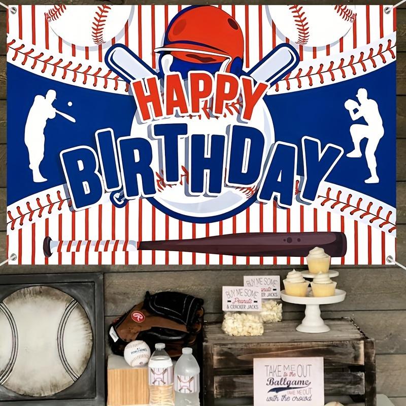 Baseball Happy Birthday Polyester Backdrop - Sports Theme Party Decoration for Home or Room - Perfect for Birthday Celebrations