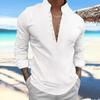 2024 Men's Retro Cotton & Linen Stand Collar Long Sleeve Shirt