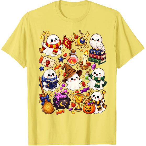 Cute Wizard Ghost Magic Spooky Halloween Night T-Shirt