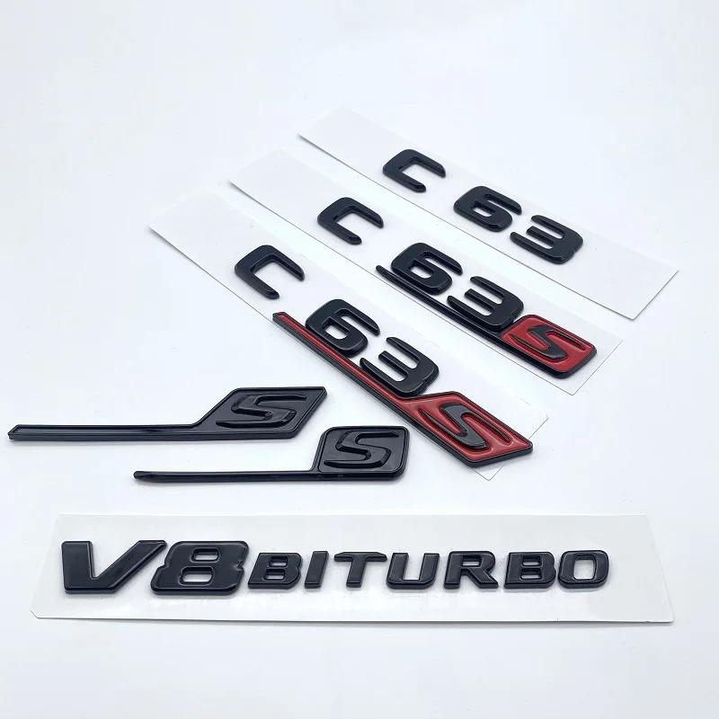 Glossy Black Letters Numbers Emblem C63 C63s V8Biturbo for Mercedes-Benz AMG Car Fender Trunk Rear C205 S205 W205 Logo Sticker BF1