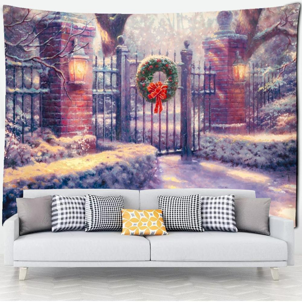 Лесная хижина гобелен настенная картина маслом фон ткань печать психоделическое колдовство богемный декор