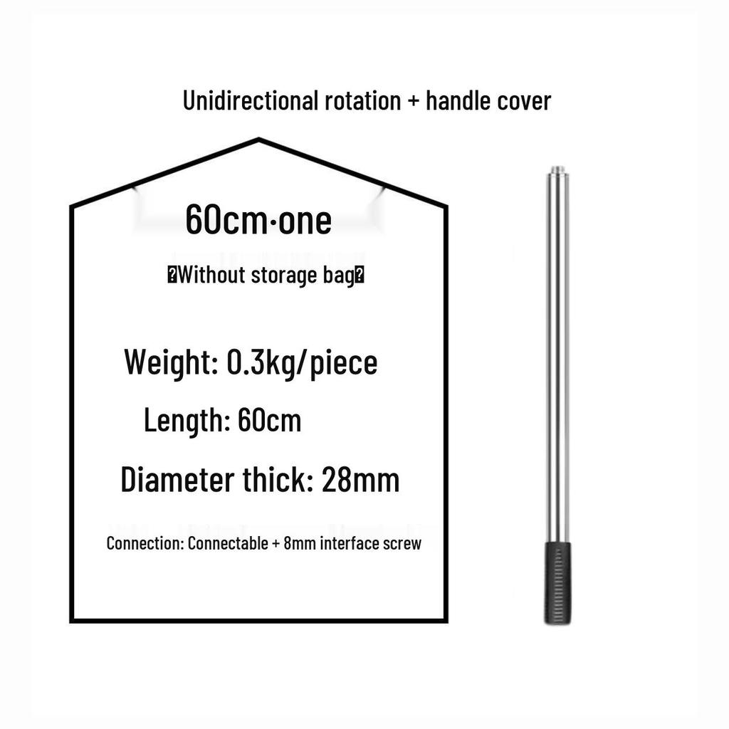 Утолщенная антискользящая нержавеющая телескопическая ручка для сачка для ловли крупной рыбы