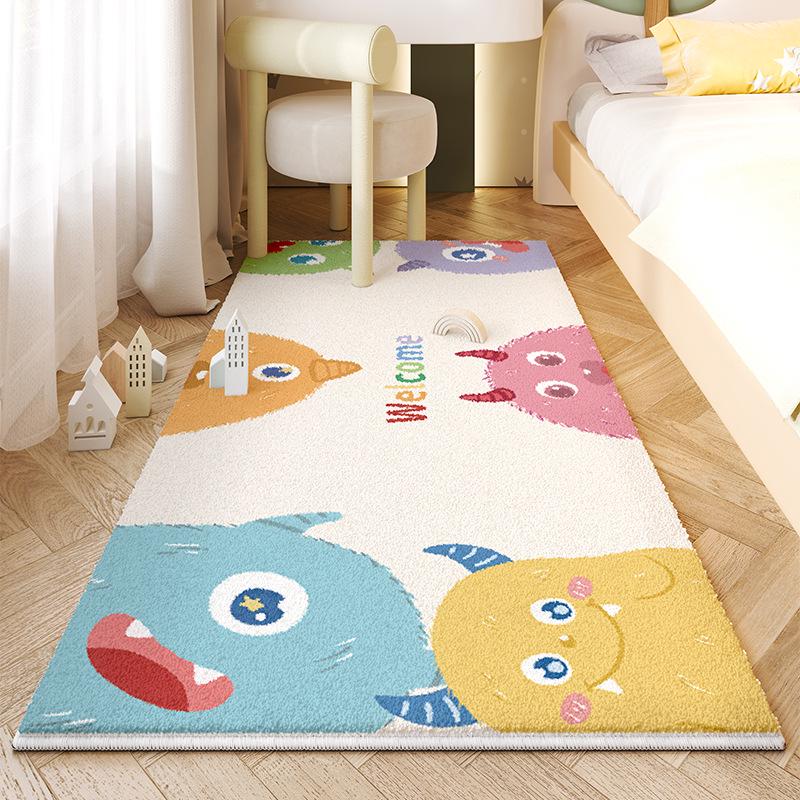 Детский мультяшный плюшевый прикроватный коврик - Искусственный кашемир, Милый и утолщенный напольный коврик для спальни девочки.
