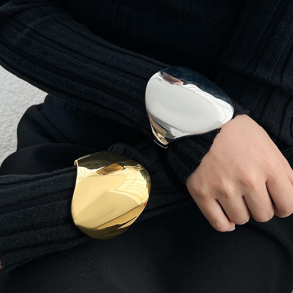 DIEZI Преувеличенные Неправильные Тяжелый Металл Гладкие Широкие Браслеты-Манжеты Новая Винтажная Мода Геометрические Браслеты Для Женщин Мужчин Ювелирные Изделия