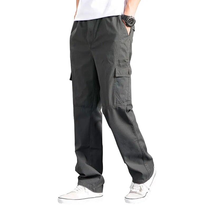 Cargo Pants Men's Loose Straight Oversize Clothing Solid Grey Versatile Work Wear Black Joggers Cotton Casual Male Trousers
