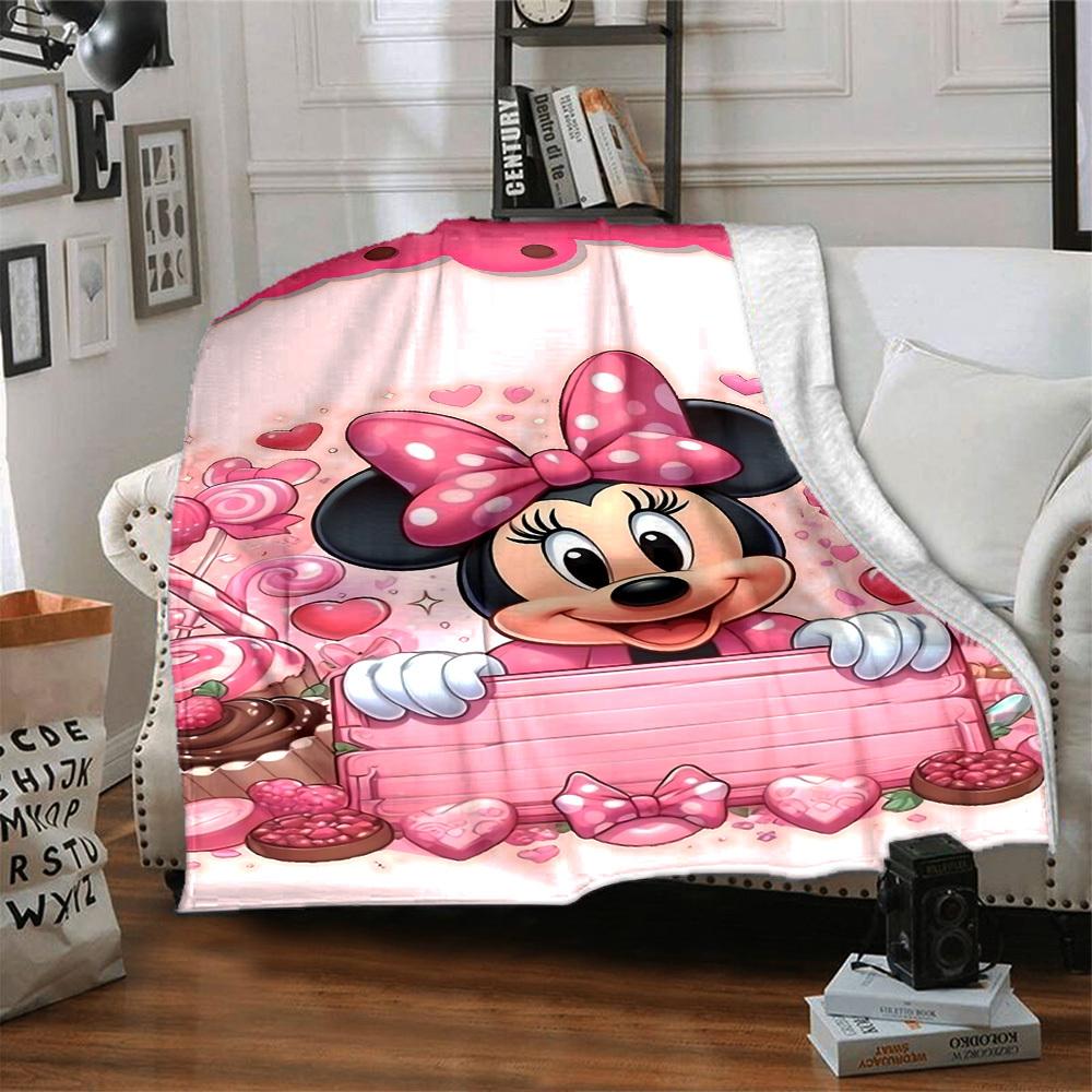 1pc Minnie Mouse Sweet blanket Lightweight Flannel Throw for Sofa Bed Travel Camping Livingroom Office Couch Chair