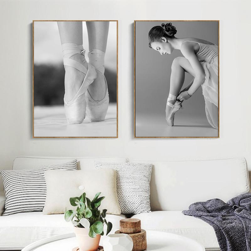Элегантная балерина, черно-белый художественный постер, модная балетная девушка, винтажная картина, украшение для гостиной, спальни, дома, стены HD0073