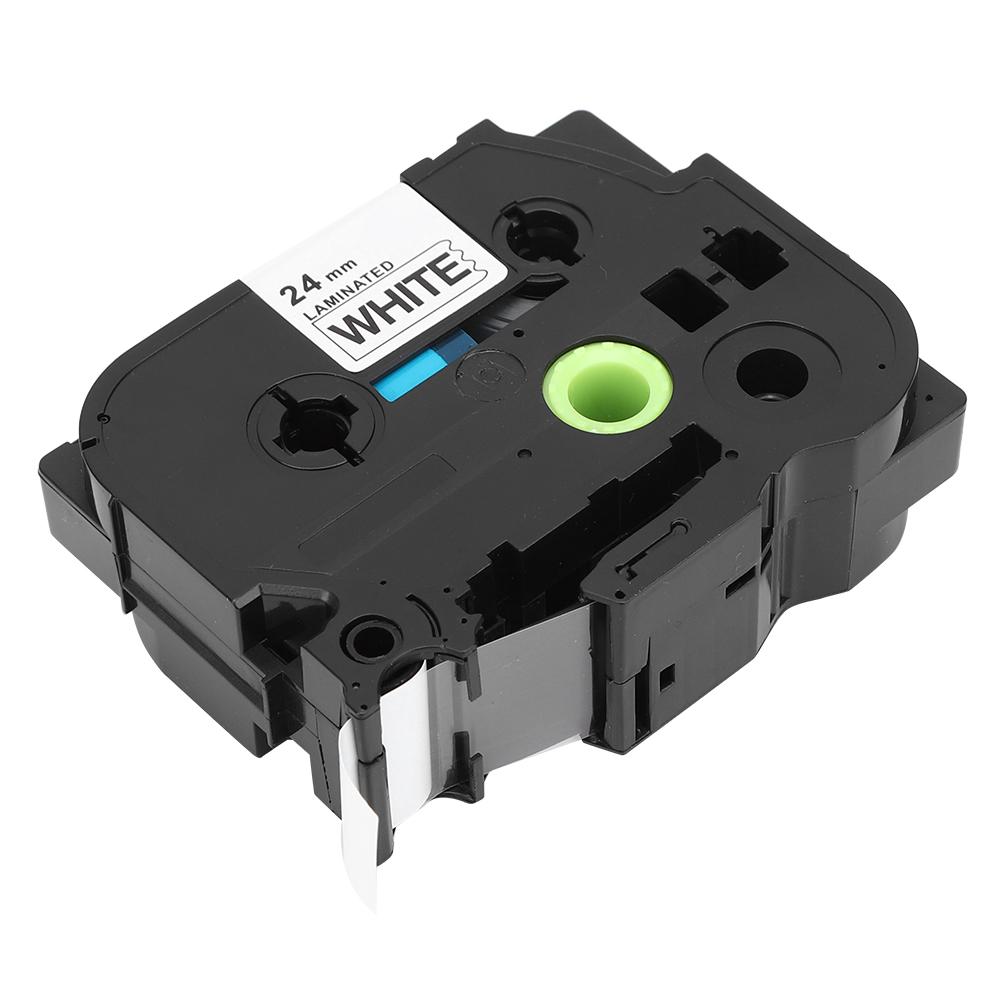 24 мм Ламинированная лента для этикеток Черная на белом для TZe-221/621 PT-7600 PT P700 PT-2730