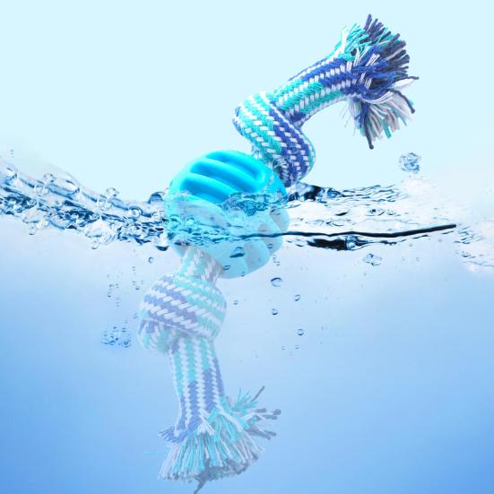 Игрушка для домашних животных Мяч с двойным узлом, устойчивый к укусам, хлопковая веревка, игрушка для жевания собак