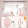 Дорожное зеркало для макияжа с подсветкой и 10-кратным увеличением, обновленное тройное складное портативное увеличительное зеркало, регулируемая высота и угол наклона D