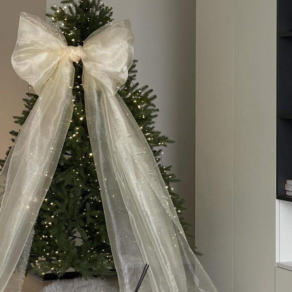 50*200см Подвесной кулон Материал органза Украшение для рождественской елки Гигантский рождественский бант Наружный декор